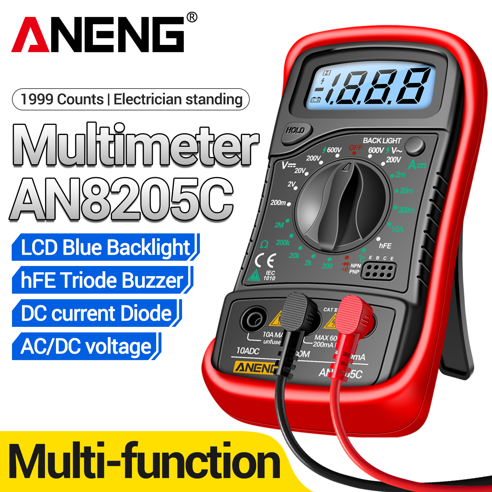 Diy With Electronics - ANENG AN8205C Handheld Multimeter Volt Current