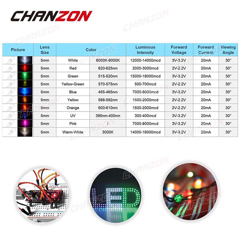 100pcs 5mm LED Diode Kit Light - Hobby Diy Electronics Kit 리뷰 및 가격